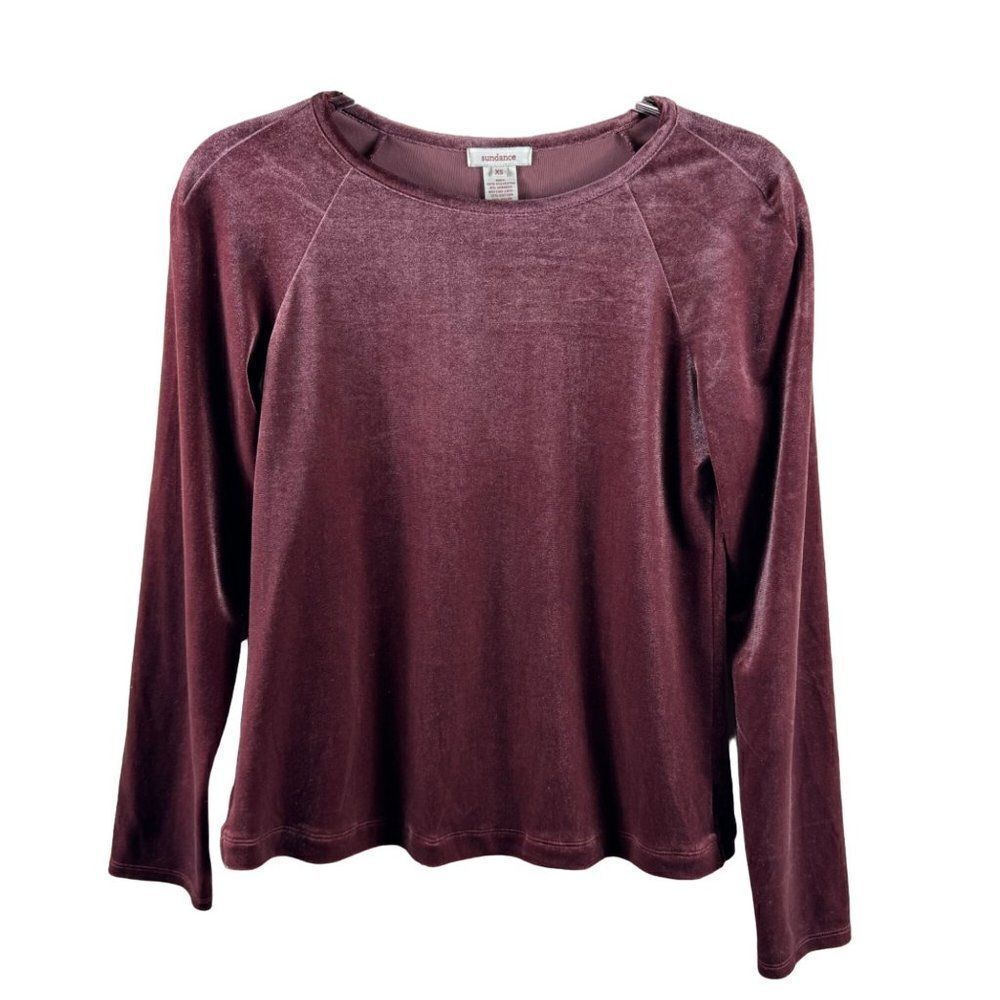 Sundance Velvet Grace Pullover Blouse Raglan Sleeves Fig Red Size XS *FLAWED*